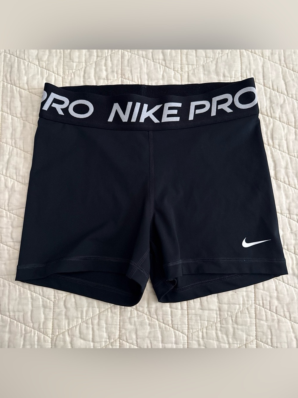 Nike Pro Black Women's Bike Shorts with White Swoosh